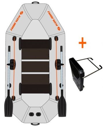Čln Kolibri K-280 T šedý, lamelová podlaha a držiak motora