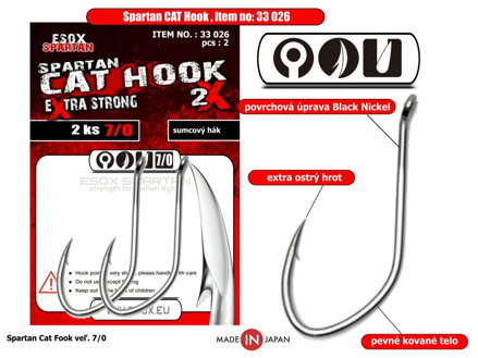 Sumcový háčik Esox Spartan CAT Hook 7/0 - 2ks