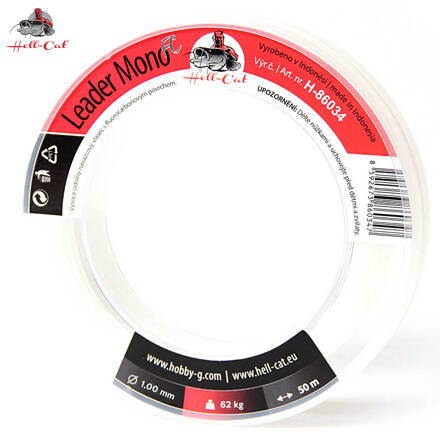 Hell-Cat vlasec nadväzcový Leader Mono fluorocarbon 0,90mm - 50m - 48 kg