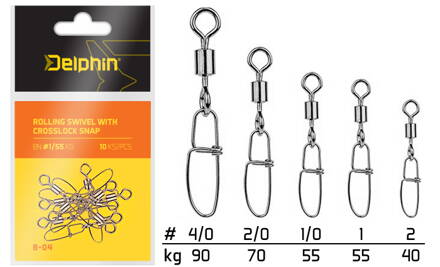 Delphin Rolling swivel with Crosslock snap - BN/2