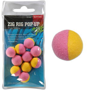 Giants Fishing Penové plávajúce boilies Zig Rig Pop-Up pink-yellow 14mm,10ks