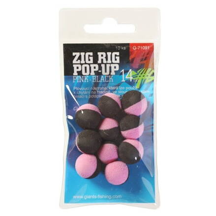 Giants Fishing Penové plávajúce boilies Zig Rig Pop-Up pink-black 10mm,10ks