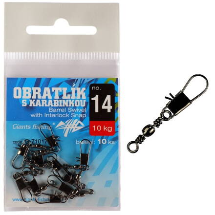 Giants Fishing Obratlík s karabinkou Barrel Swivel with Interlock Snap no.16/8kg/10ks