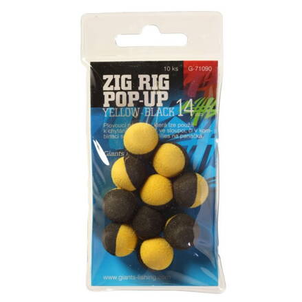 Giants Fishing Penové plávajúce boilies Zig Rig Pop-Up yelow-black 10mm,10ks