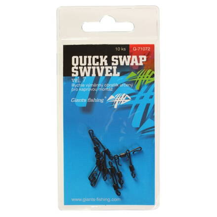 Giants Fishing Rýchlovýmenný obratlík Quick Swap Swivel, UK.7 (vel.12 EU )/10ks