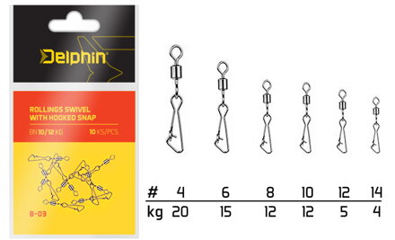 Delphin Rollings swivel with Hooked snap - BN/14